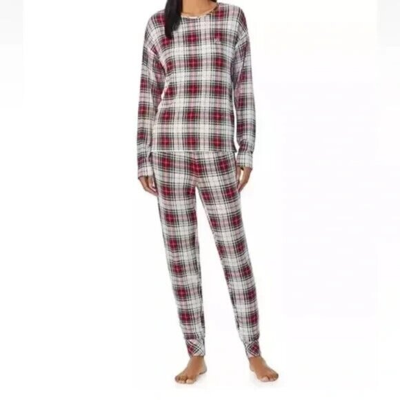 Polo Ralph Lauren Jersey Pajama Set Plaid Jogger Pants Womens XXL 2X - Picture 1 of 12